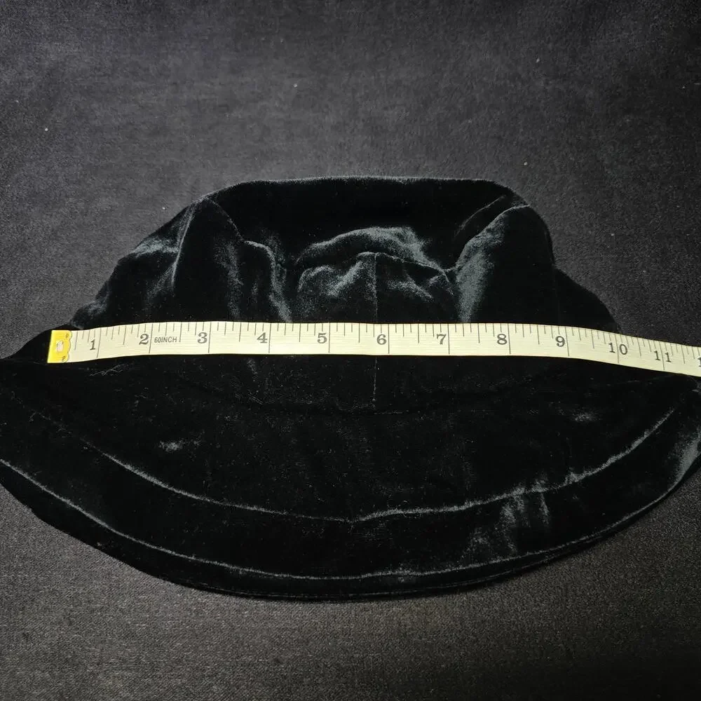 Vintage Crazy Horse Black Soft Velvet Bucket Hat Flexible Brim Liz Claiborne